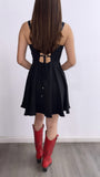 Festival Season Corset Flowy Mini Dress- Black