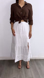 Arlo Button Down Linen Top- Chocolate
