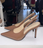 Sleek Flirtation Sling Back Heels- Mocha