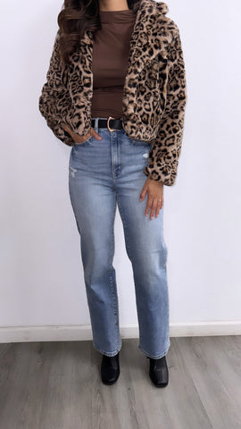 Toxic Trait Faux Fur Coat- Leopard