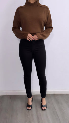 Shelly Mockneck Sweater- Brown