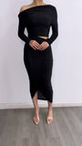 Coqueta Ruched Maxi Skirt Set- Black
