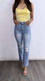 Salvador High Rise Straight Leg Jeans- Medium Wash