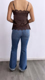 Mirna Satin Lace Top- Brown