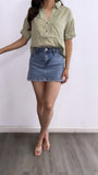 Ken High Rise Denim Skort- Medium Wash
