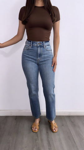 Rogelio High Rise Straight Leg Jeans- Medium Wash