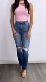 Jivette Assymetrical Scarf Bodysuit- Pink