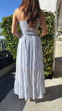 Sweet Magnolia Flowy Floral Strapless Maxi Dress-Baby Blue