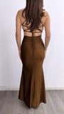 Made For Dancing Ruched Maxi Dress- Bronze