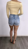Luciano High Rise Mom Denim Shorts- Light Wash
