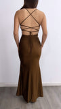 Made For Dancing Ruched Maxi Dress- Bronze
