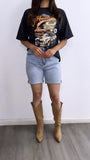 Adam High Rise Denim Dad Shorts- Light Wash