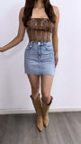Cowboy Cartrer Suede Western Corset Top- Mocha