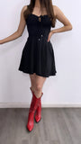 Festival Season Corset Flowy Mini Dress- Black