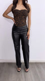 Ride On High Rise Straight Leg Faux Leather Pants- Black