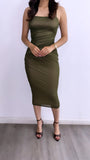 She’s Posh Mesh Midi Dress- Olive/Nude