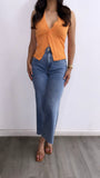 Bel Textured Halter Top- Soft Orange