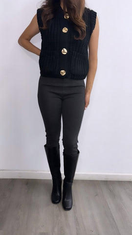 Edan High Rise Thick Legging Pants- Charcoal