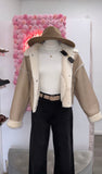 Nighttime Dreamer Faux Leather Sherpa Jacket- Beige