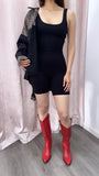 SNATCHED Ribbed Unitard/Romper- Black