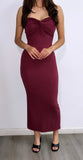 Anissia Tube Midi DRess- Burgandy