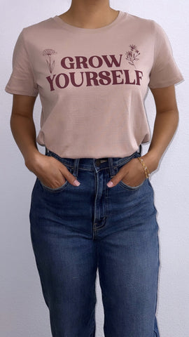 “Grow With Love” Oversized Graphic Tee- Light Mauve