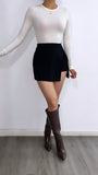 No Holding Back High Rise Mini Wrap Skort- Black