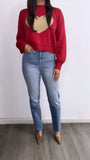 Most Hearted Sweater- Red/Tan