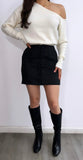 Favorite Season High Rise Suede Skirt- Black