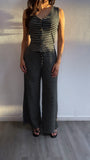 Arena Striped Vest + Flowy Pant Set- Black/White
