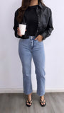 Maciel Faux Leather Jacket- Black