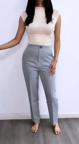 Corporate Chic High Rise Pants- Greystone