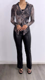 Untamed High Rise Bootcut Faux Leather Pants- Black