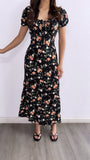Meet Me In Spring Floral Midi Dress- Black Multi