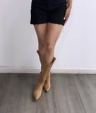 Hacienda Suede Knee High Cowgirl Boots- Tan