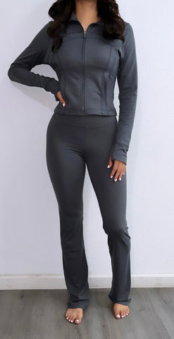 Athleisure High Rise Flare Leggings- Charcoal