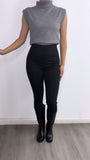 Jaqueline Turtleneck Sleeveless Knitted Top- Light Grey