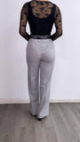 Sign It Off High Rise Straight Leg Pants- Light Grey