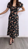 Meet Me In Spring Floral Midi Dress- Black Multi