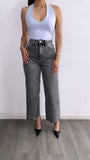 Antonio High Rise Wide Leg Denim Jeans- Grey Wash