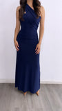 Mi Tesoro Ruched Scarf Maxi Dress- Navy Blue