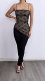 Rosy Floral Lace Cami Top- Black/Beige