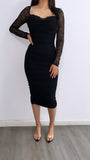 Send You Roses Mesh Midi Dress- Black