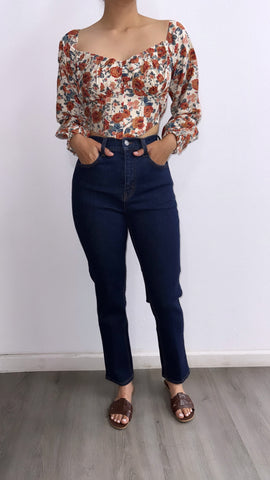 Thiago High Rise Straight Leg Jeans- Dark Wash