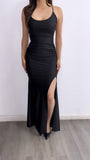 Made For Dancing Ruched Maxi Dress- Black
