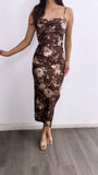 Between Us Floral Maxi Dress- Brown