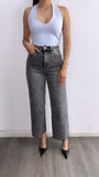 Antonio High Rise Wide Leg Denim Jeans- Grey Wash