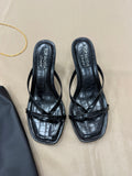 Bottoms Up Sandal Heel- Black Croc