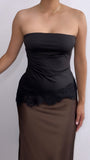 Klarissa Lace Silk Tube Top- Black