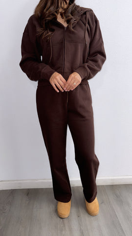 Sunday Afternoon Straight Leg Sweat Set- Brown
